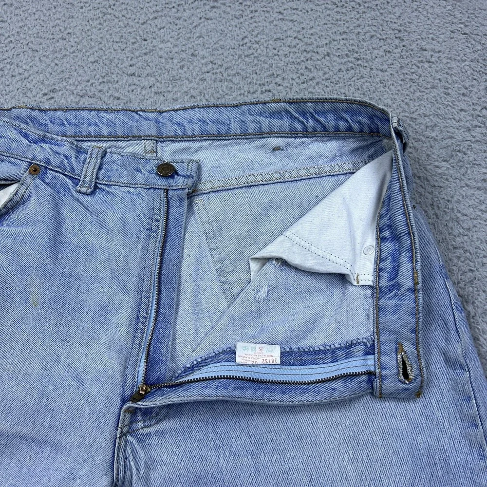 VTG Levi Strauss 619 Mens Light Blue Denim Jeans Straight Leg Orange‎ Tab 36x31